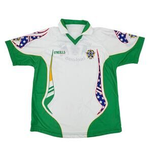 O’Neills Ireland Polo Jersey XL Green White USA Flag Made in Ireland
